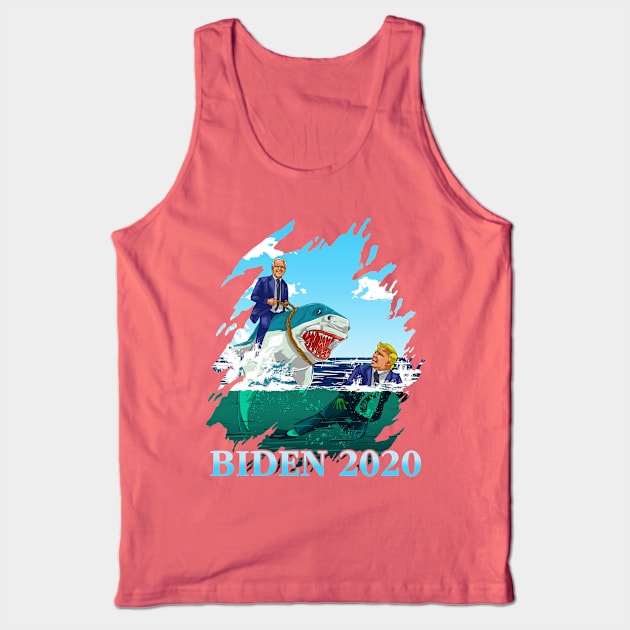 Joe Biden 2020 Trump Afraid Of Sharks Tank Top by E